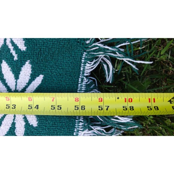 Vintage Winter Tapestry Throw Blanket Green White Christmas Deer Cabin Decor - Picture 6 of 8